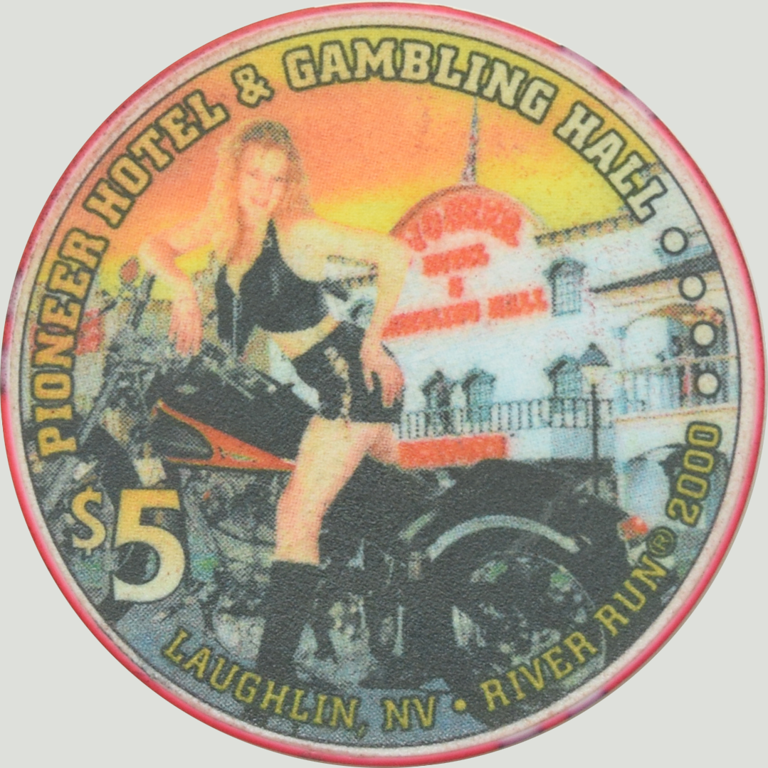 Pioneer Gambling Hall Casino Laughlin Nevada $5 River Run Chip 2000 #1