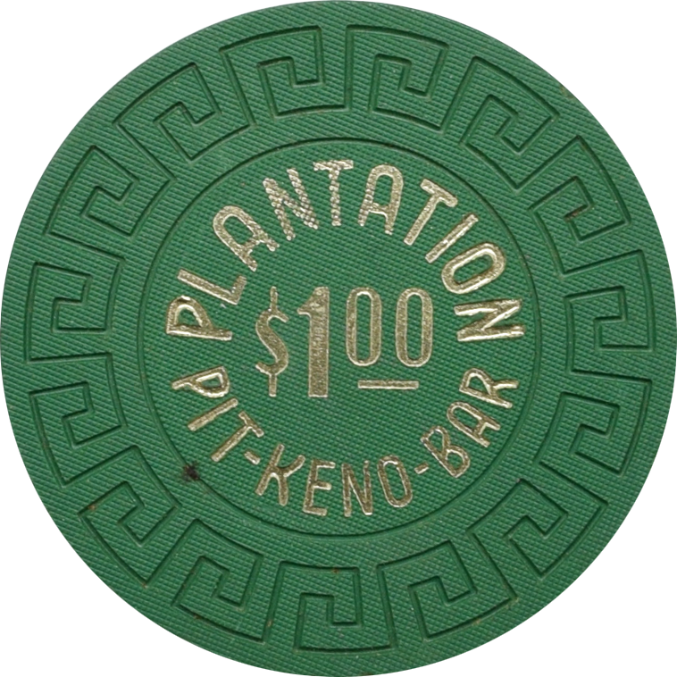 Plantation Casino Sparks Nevada $1 Pit-Keno-Bar Non-Negotiable Green Chip 1980