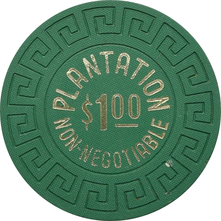 Plantation Casino Sparks Nevada $1 Pit-Keno-Bar Non-Negotiable Green Chip 1980
