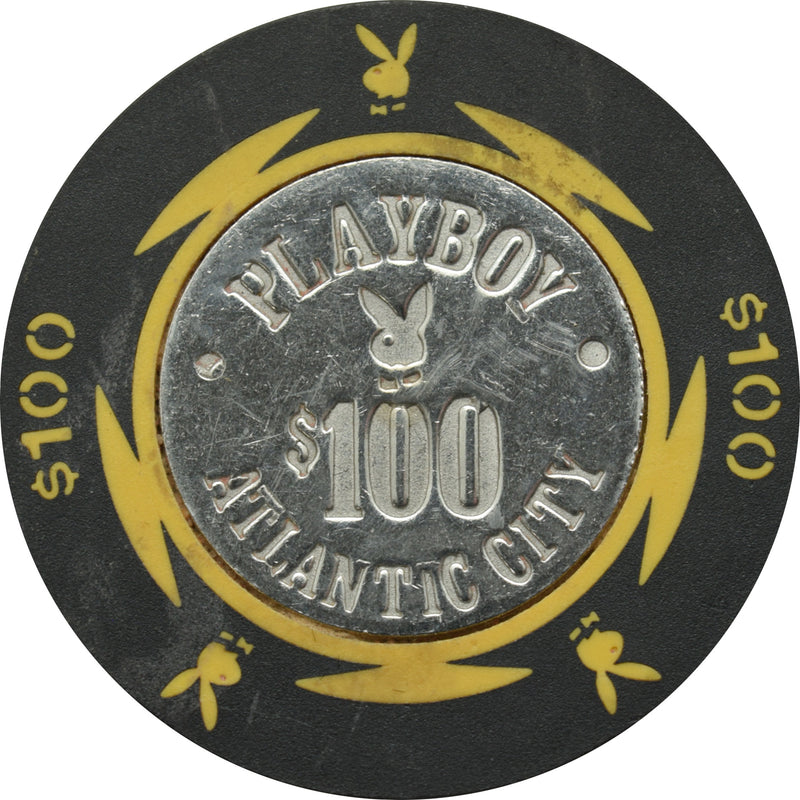 Playboy Casino Atlantic City $100 Yellow Coin Inlay Chip