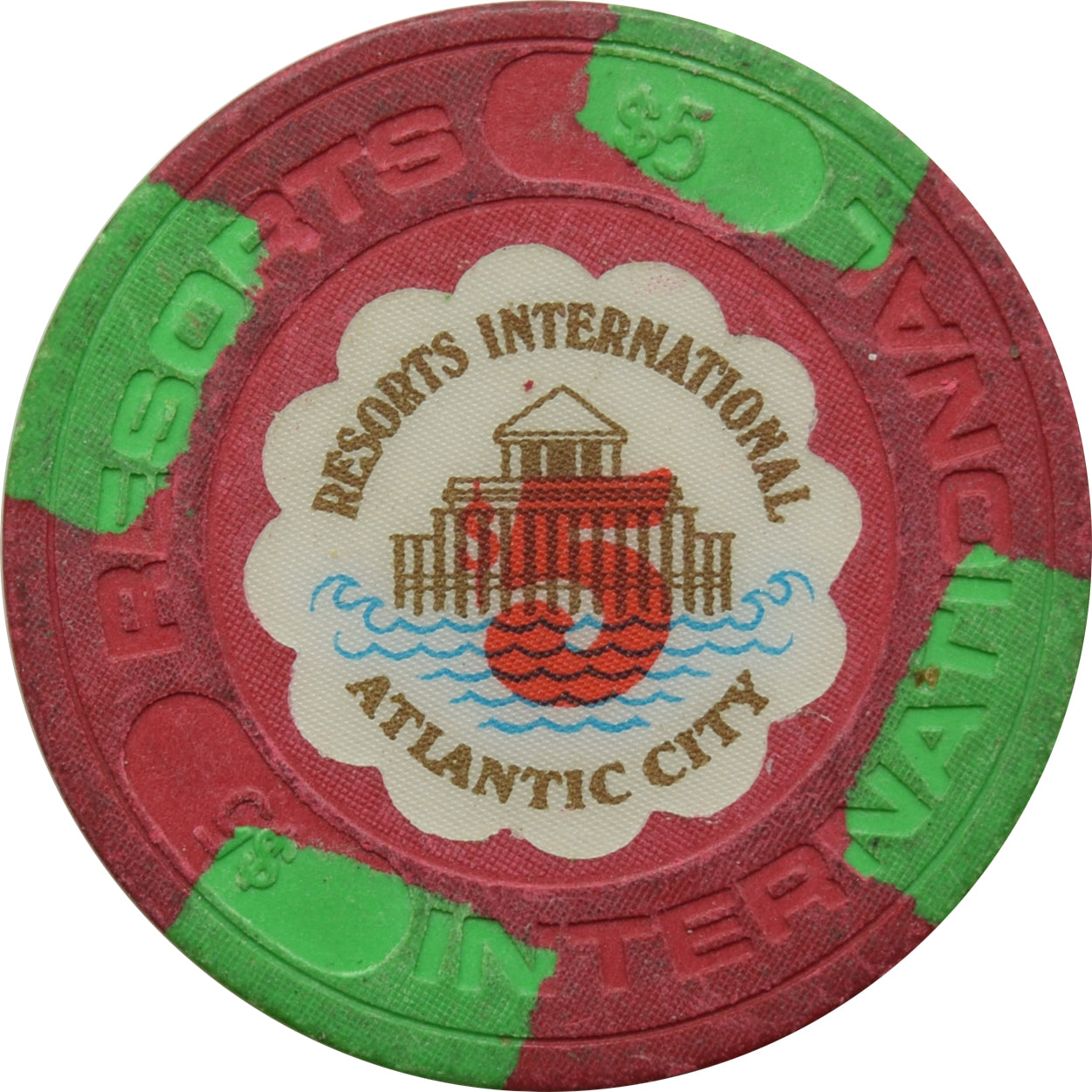Resorts International Casino Atlantic City New Jersey $5 Chip