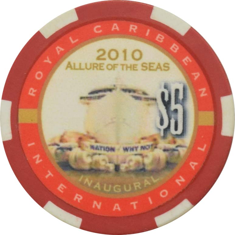 Allure of the Seas (Royal Caribbean) Cruise Line Casino $5 2010 Inaugural Chip
