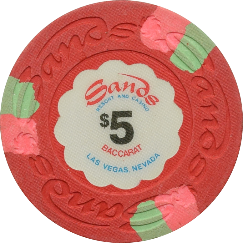Sands Casino Las Vegas Nevada $5 Baccarat 43mm Chip 1980s
