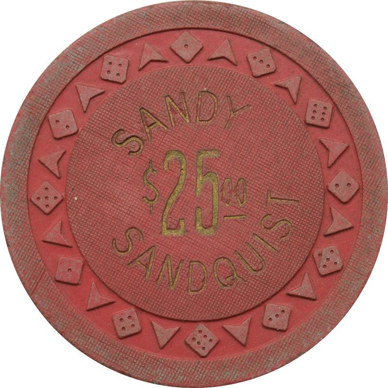 Sandy Sandquist Casino Searchlight Nevada $25 Chip 1954