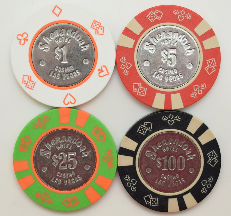 Shenandoah Casino 4 Chip Set - $1, $5, $25, $100