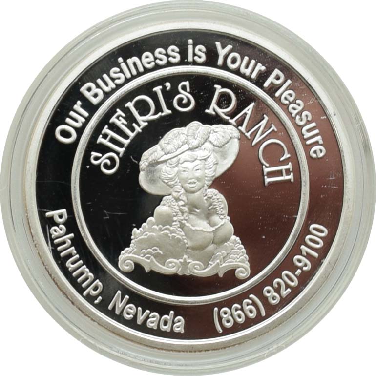 Sheri's Ranch Brothel Pahrump Nevada .999 Silver Clad "Miss New Year" Silver State Token
