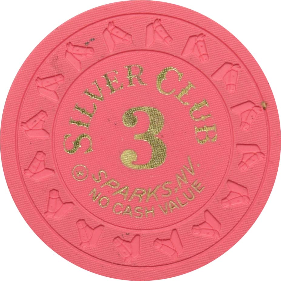 Silver Club (Karl's) Casino Sparks Nevada 3 No Cash Value Chip 1980s
