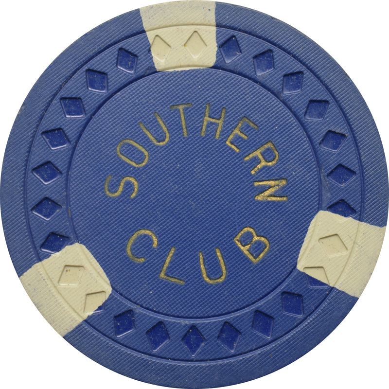 Southern Club Illegal Casino Hot Springs Arkansas $5 Chip Blue with White Edgespots