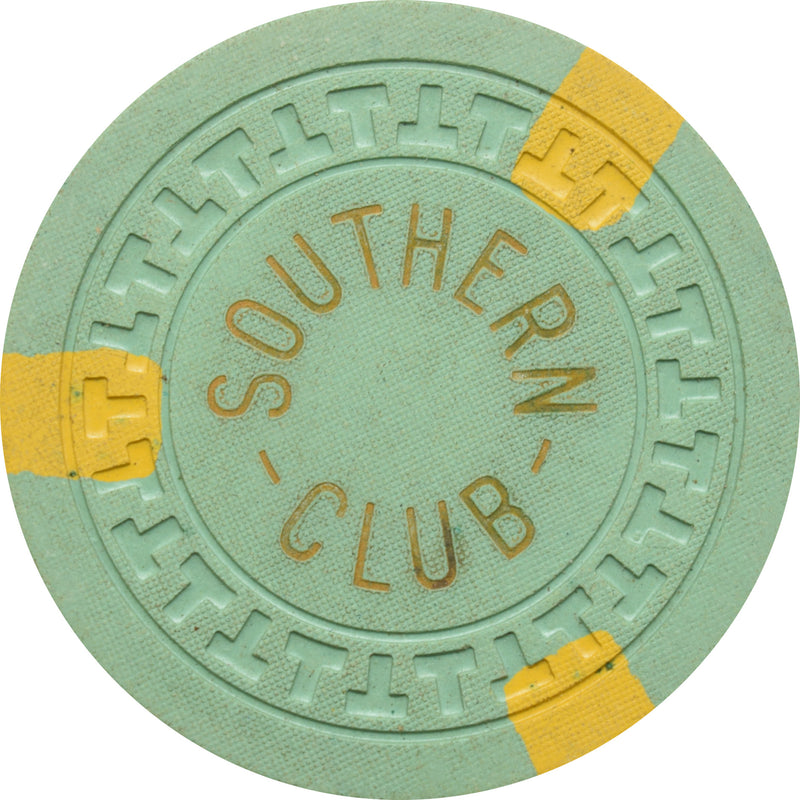 Southern Club Illegal Casino Hot Springs Arkansas $5 Chip Green with Yellow Edgespots
