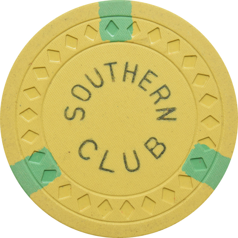 Southern Club Illegal Casino Hot Springs Arkansas $5 Chip Yellow With Green Edgespots