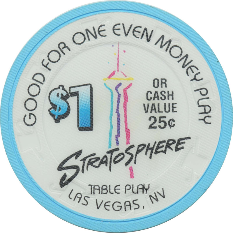 Stratosphere Casino Las Vegas Nevada $1 Even Money Play Chip 1996