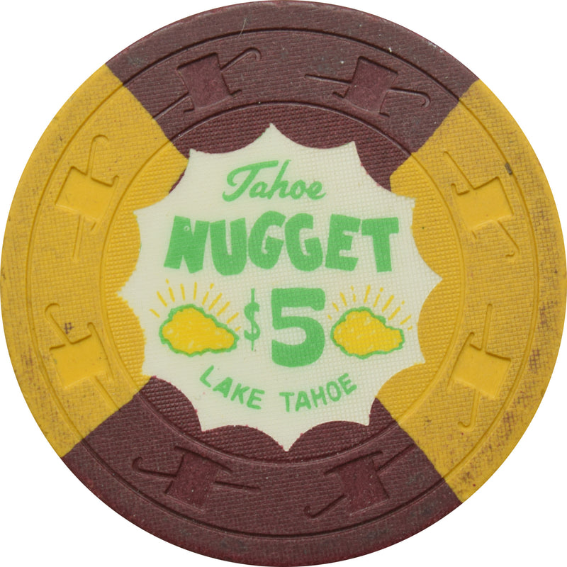 Tahoe Nugget Casino Lake Tahoe Nevada $5 Chip 1962