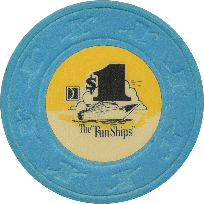 The FunShips Cruise Lines $1 Yellow Sky Chip
