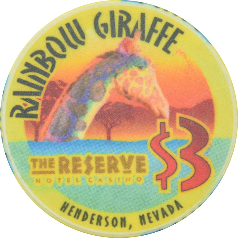 The Reserve Casino Henderson Nevada $3 Rainbow Giraffe Chip 2001