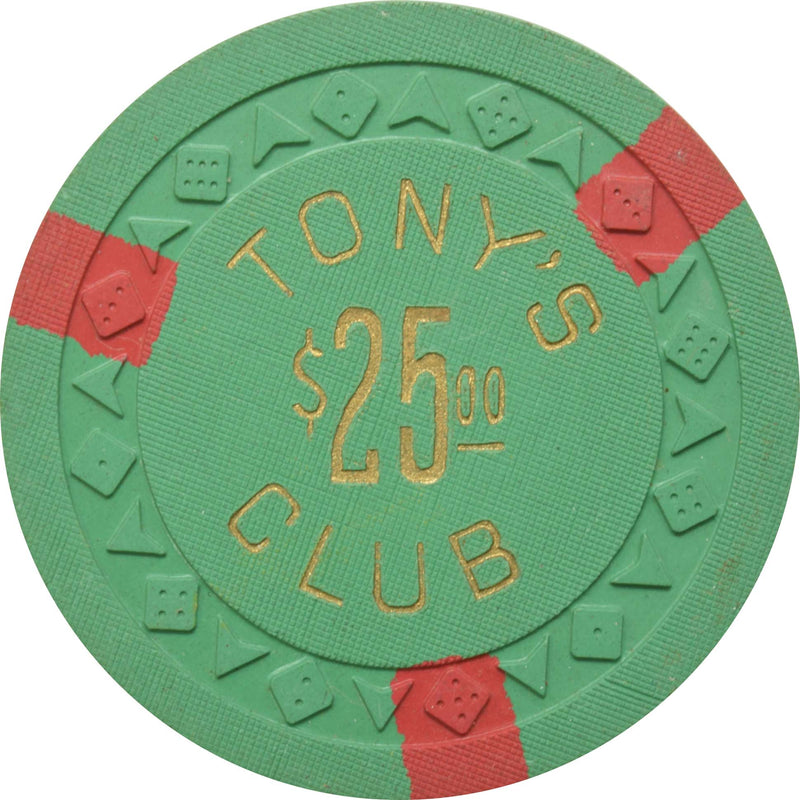 Tony's Club Casino Lake Tahoe Nevada $25 Chip 1954