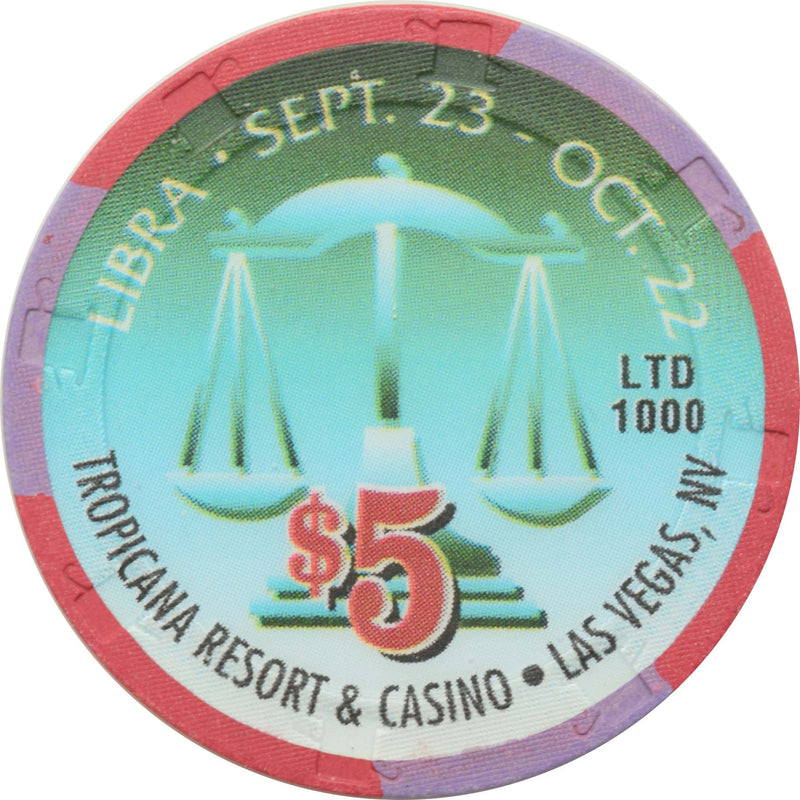 Tropicana Casino Las Vegas Nevada $5 Zodiac Series - Libra Chip 1998