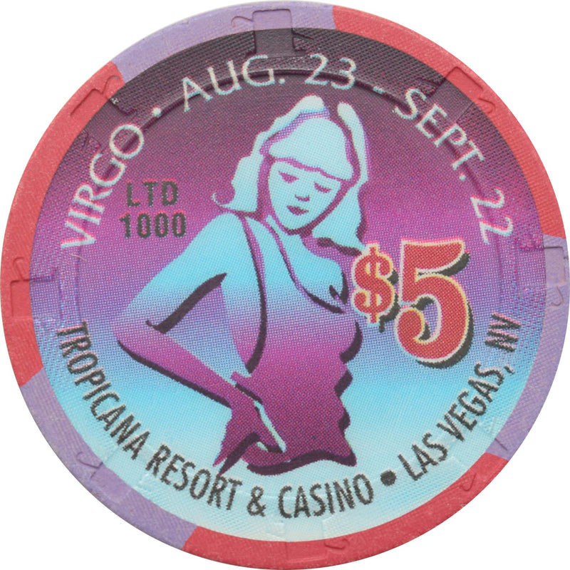 Tropicana Casino Las Vegas Nevada $5 Zodiac Series - Virgo Chip 1998