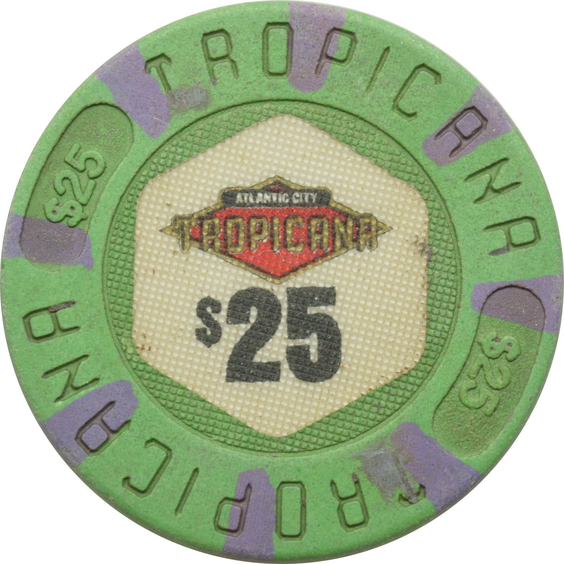 Tropicana Casino Atlantic City New Jersey $25 Pointed Inlay Chip