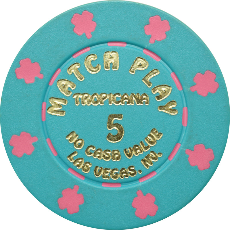 Tropicana Casino Las Vegas Nevada $5 Match Play NCV Turquoise Chip 1992