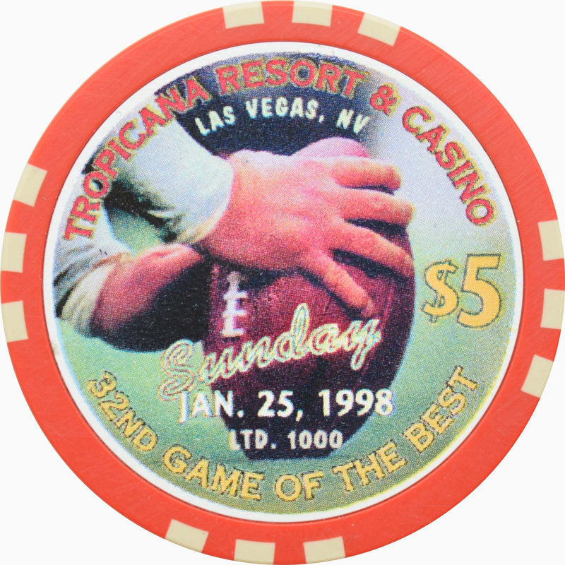 Tropicana Casino Las Vegas Nevada $5 32nd Game of the Best Football Chip 1998
