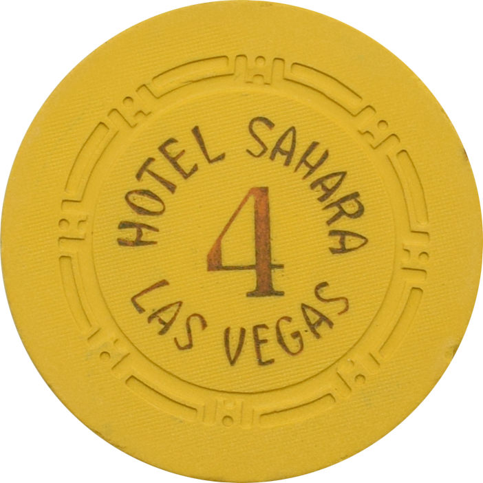 Sahara Casino Las Vegas Nevada Yellow Roulette 4 Chip 1950s