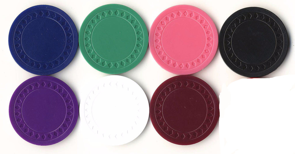 4 Gram Light Weight Plain Plastic Diamond Poker Chips Set of 25