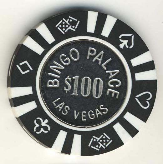 Bingo Palace $100 (black 1983) Chip - Spinettis Gaming - 2
