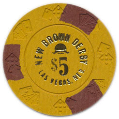 New Brown Derby $5 Casino Chip Las Vegas Nevada Diecar Mold 1990's - Spinettis Gaming - 2
