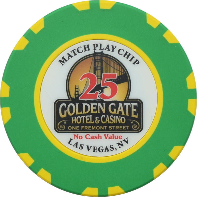 Golden Gate Casino Las Vegas Nevada $25 No Cash Value Match Play Green 50mm Chip 2000s