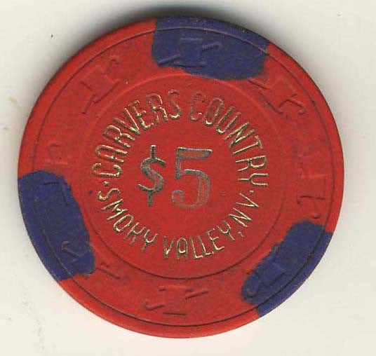 Carvers Country $5( red 1983) Chip - Spinettis Gaming - 2
