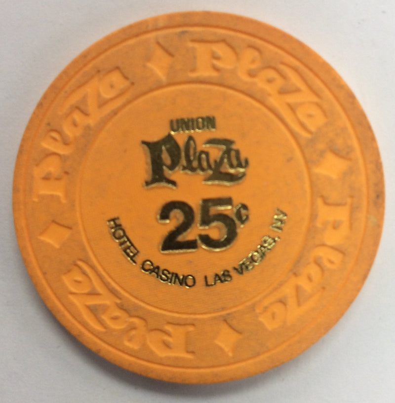 Union Plaza 25cent (orange) (House Mold) chip - Spinettis Gaming