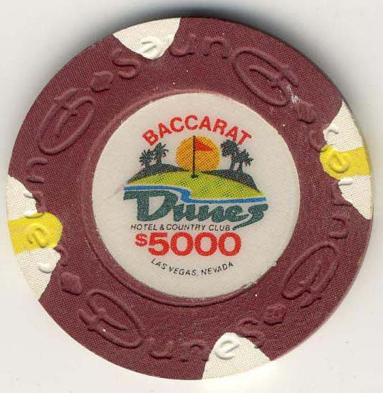 Dunes $5000 baccarat (burgundy 1989) Chip - Spinettis Gaming - 2