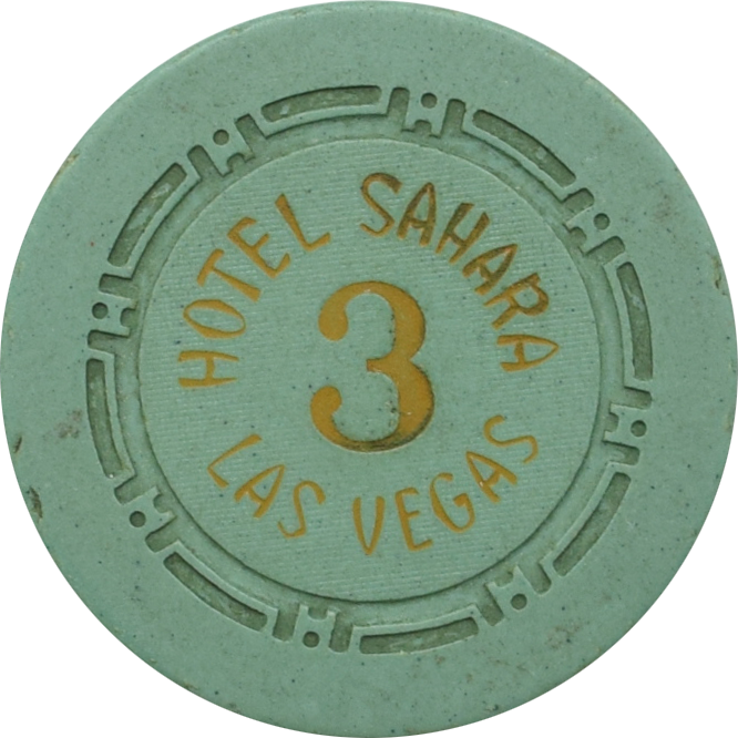 Sahara Casino Las Vegas Nevada Green Roulette 3 Chip 1950s