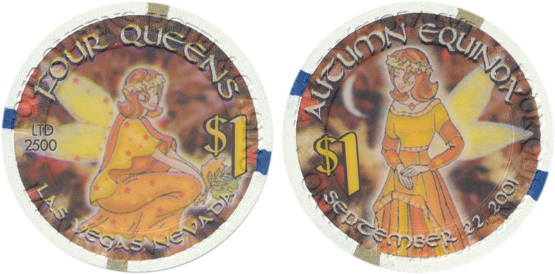Four Queens Casino Las Vegas Nevada $1 Autumn Equinox Chip 2001