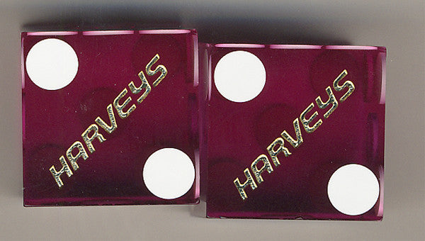 Harveys Lake Tahoe Matching Numbers Used Casino Purple Dice, Pair - Spinettis Gaming - 1