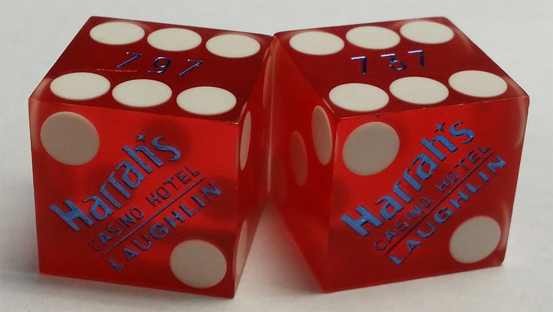 Harrah's Laughlin Used Casino Red Dice, Pair - Spinettis Gaming - 1
