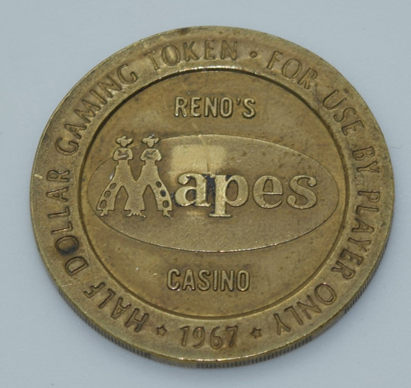 Mapes Casino Reno Roll of 20 50 Cent Gaming Tokens 1967