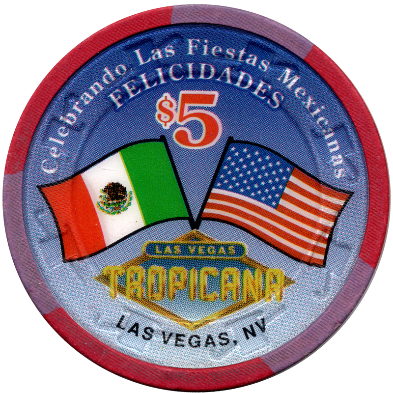 Tropicana Casino Las Vegas Nevada $5 Felicidades Mexicanas Chip