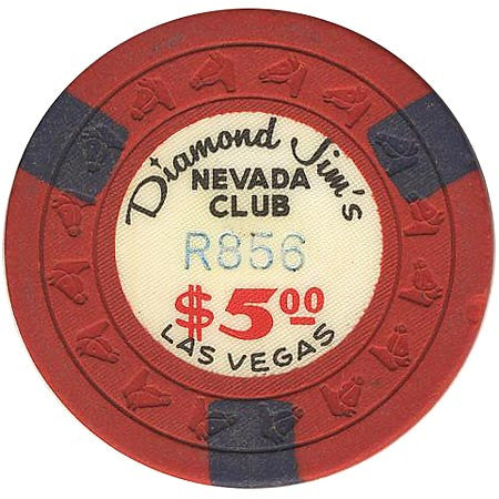 Diamond Jim's Nevada Club Las Vegas $5 (red) chip - Spinettis Gaming - 1