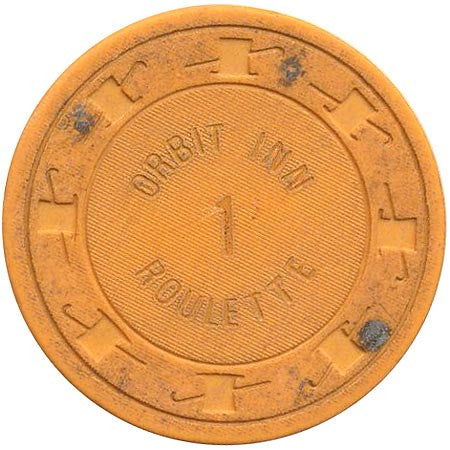 Orbit Inn 1 Roulette (L.T. orange) chip - Spinettis Gaming - 1