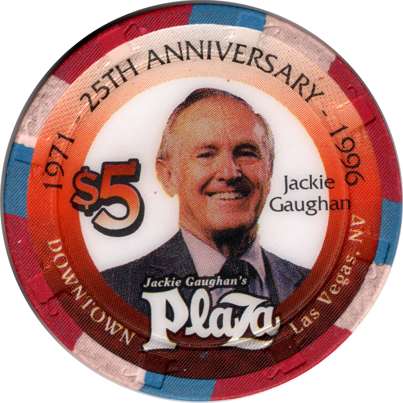 Plaza Casino Las Vegas Nevada $5 Jackie Gaughan 25th Anniversary Chip 1996