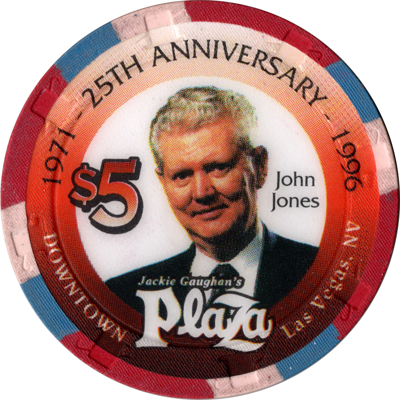 Plaza Casino Las Vegas Nevada $5 John Jones 25th Anniversary Chip 1996