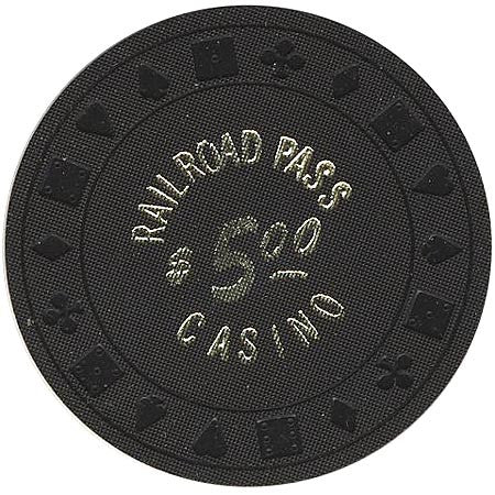 Railroad Pass Casino $5 (black) chip - Spinettis Gaming - 2