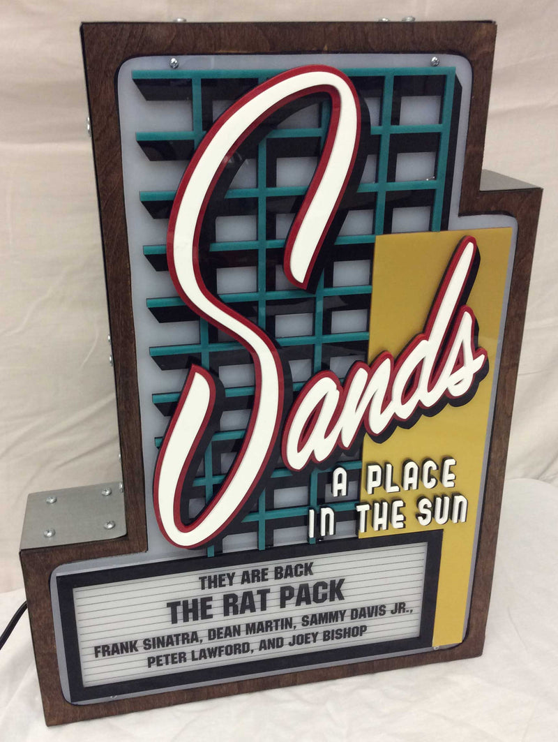 Sands Casino Marquee Sign Lighted Replica - Spinettis Gaming - 1