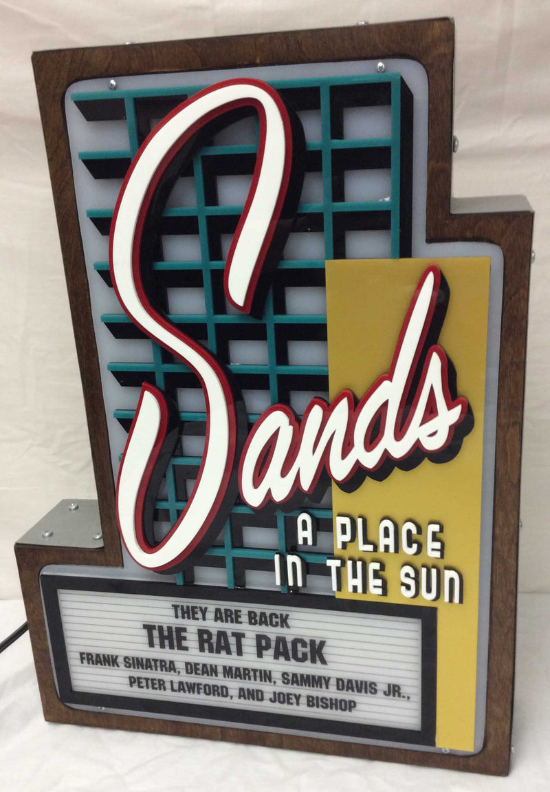 Sands Casino Marquee Sign Lighted Replica - Spinettis Gaming - 3