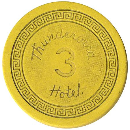 Thunderbird Hotel Roulette 3 (yellow) chip 1948 - Spinettis Gaming