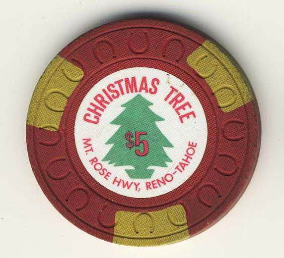 Christmas Tree $5 (red 1957) Chip - Spinettis Gaming - 1