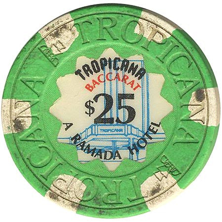 Tropicana $25 green (6-white inserts) chip - Spinettis Gaming - 1