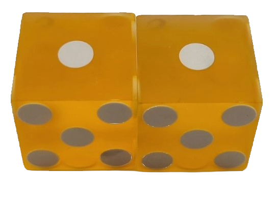 Horseshoe Casino Las Vegas Nevada Pair of Yellow Dice