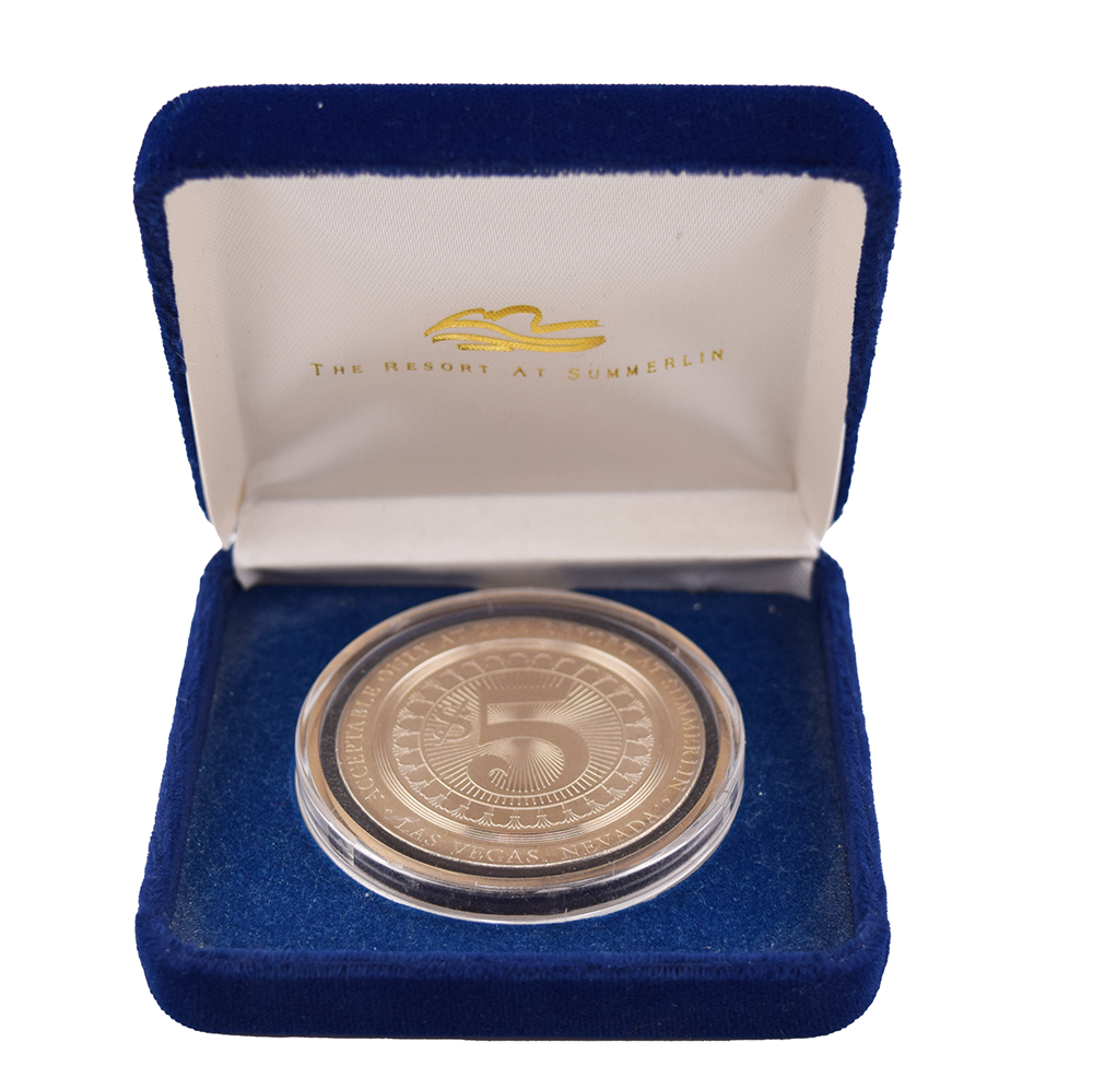 Resort at Summerlin Casino $5 Token In Display Case Las Vegas Nevada 1999